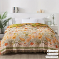 Reversible Boho Blanket, Cotton Gauze, Floral Design